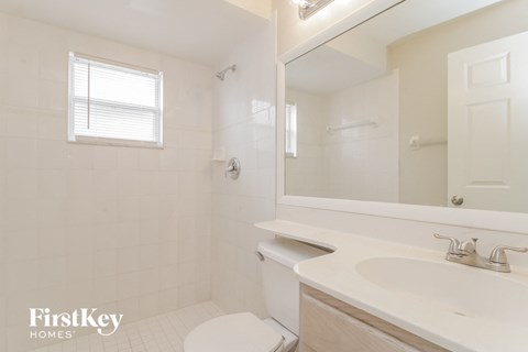 a bathroom with a sink and a toilet and a mirror