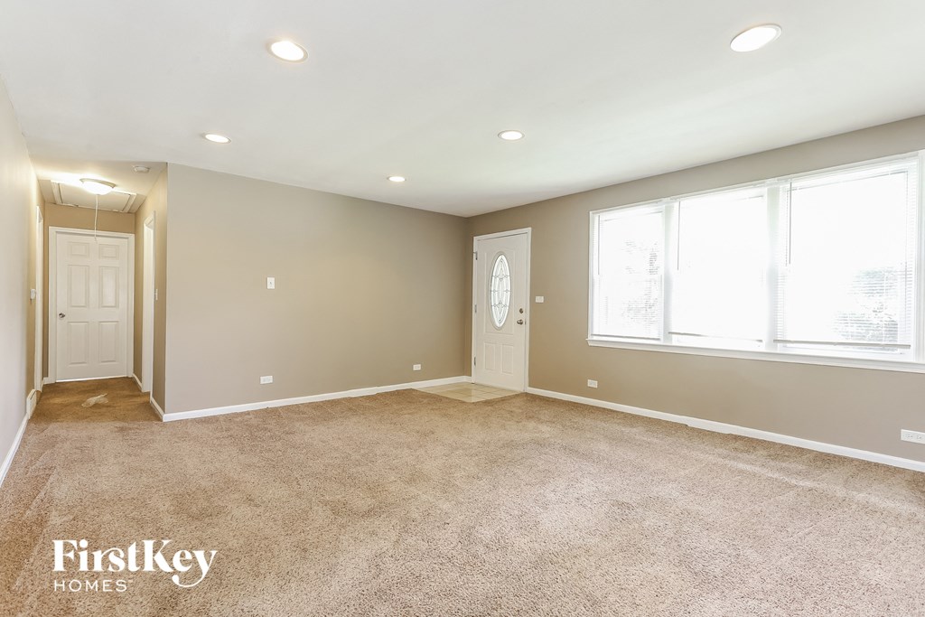 the living room is clean and ready to move in