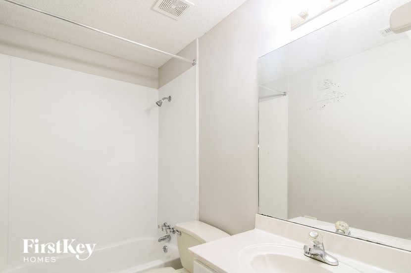 a bathroom with a sink and a toilet and a mirror