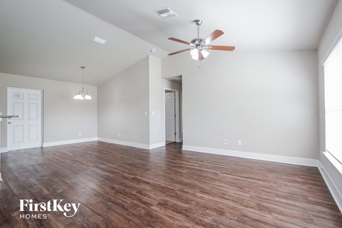 the living room is clean and ready to move in