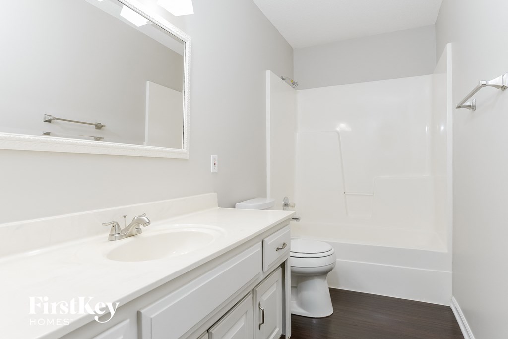 a bathroom with a sink and a toilet and a shower