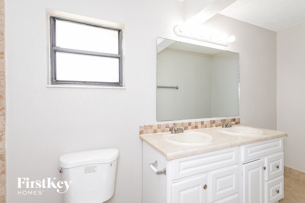 a bathroom with a sink and a mirror and a toilet