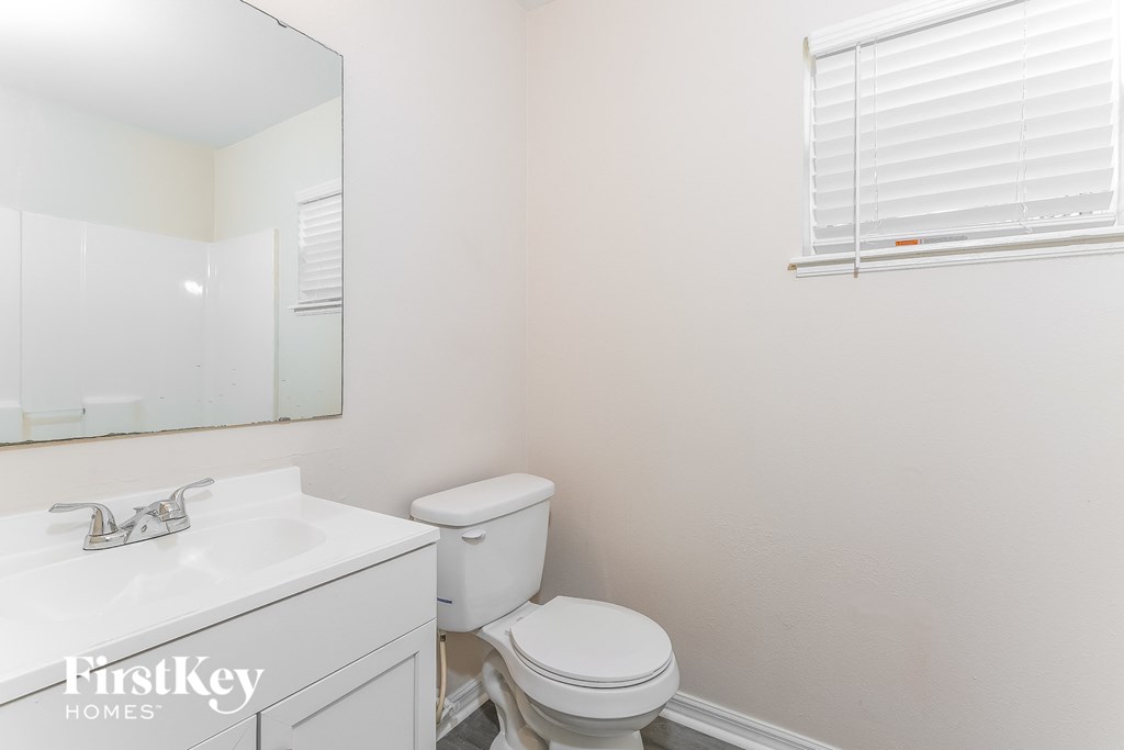 a bathroom with a toilet and a sink and a mirror