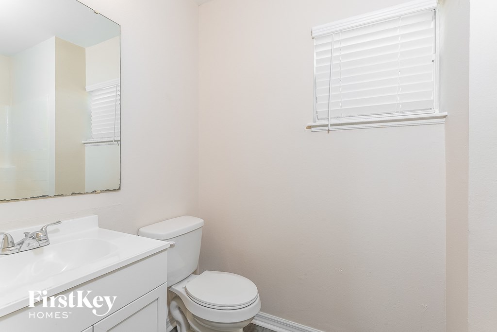 a bathroom with a toilet and a sink and a mirror