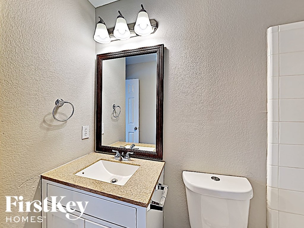 a bathroom with a toilet and a sink and a mirror