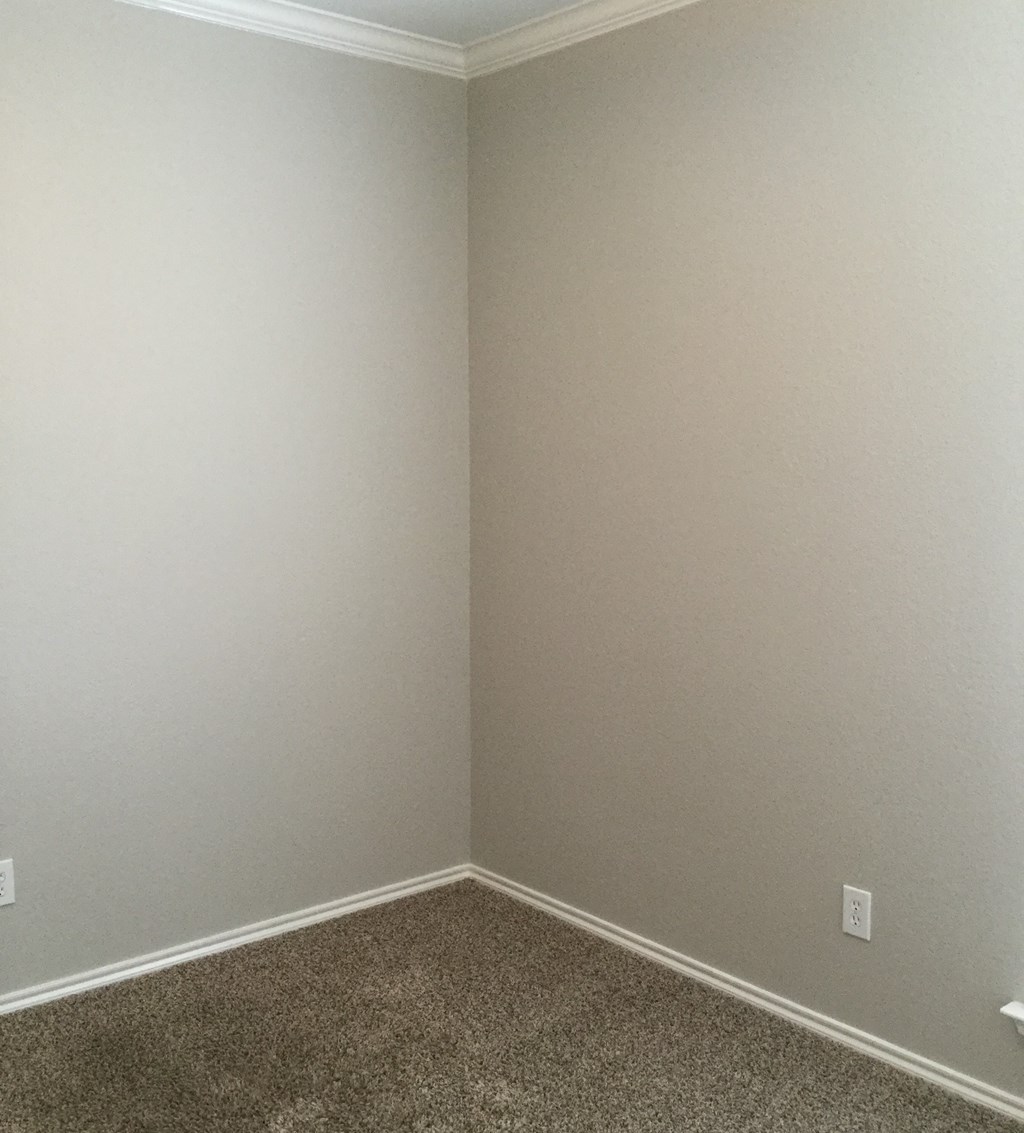 a corner of a room with white walls and a carpet