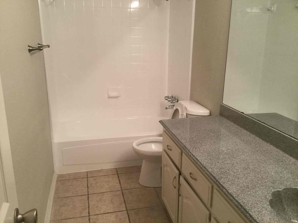 a bathroom with a toilet and a tub and a sink