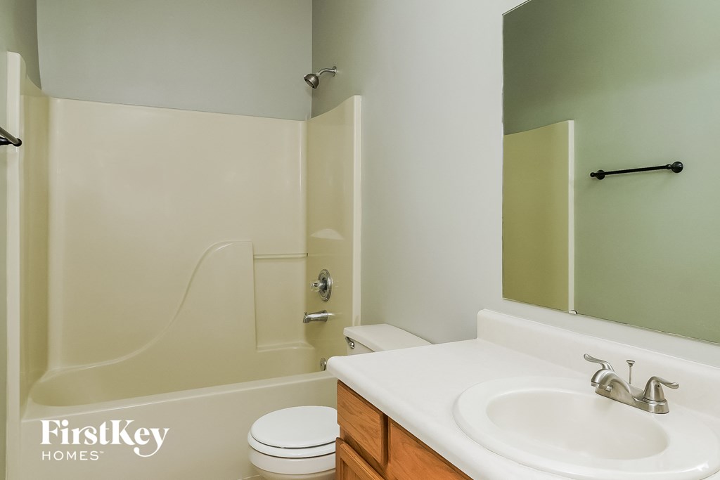 a bathroom with a sink and a toilet and a shower