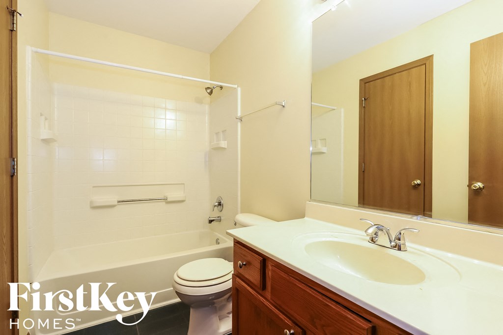 a bathroom with a sink and a toilet and a mirror