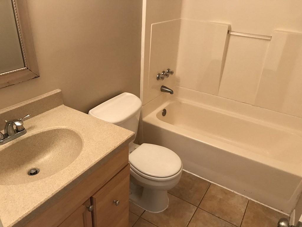 A white toilet sits next to a sink in a bathroom.