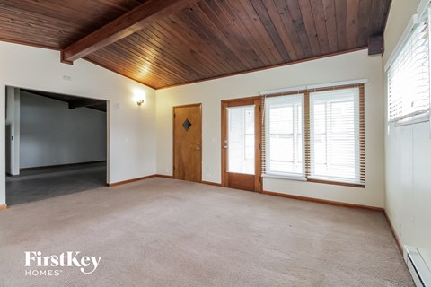 the living room is clean and ready to use