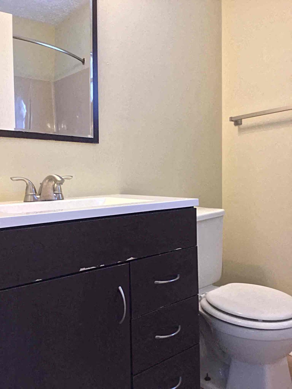 a bathroom with a toilet and a sink and a mirror