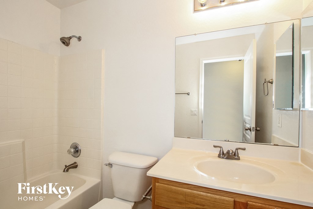a bathroom with a sink and a mirror and a toilet