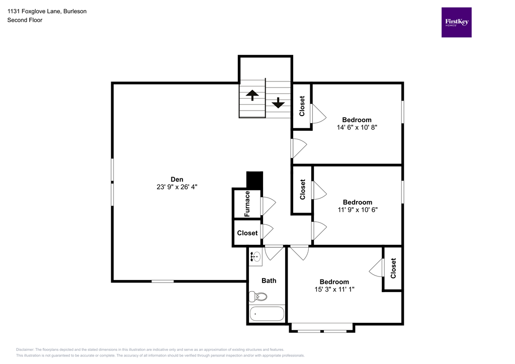 A floor plan for a Burison apartment on Fog Lane shows a den, bathroom, and two bedrooms.
