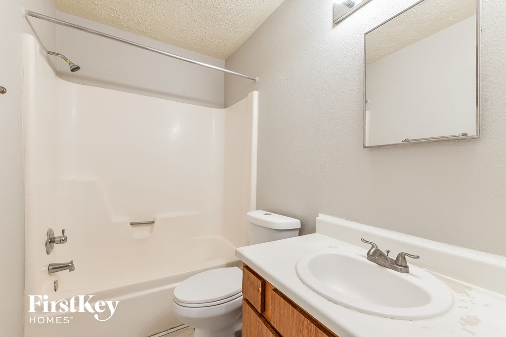 a bathroom with a sink and a toilet and a mirror