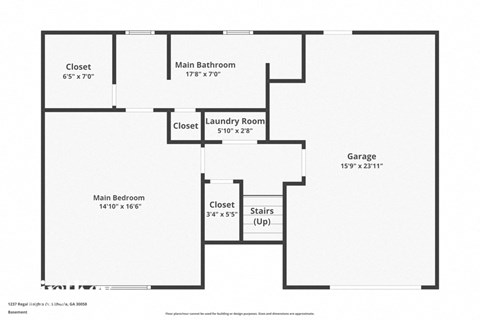 a floor plan of a house with two bedrooms and a garage