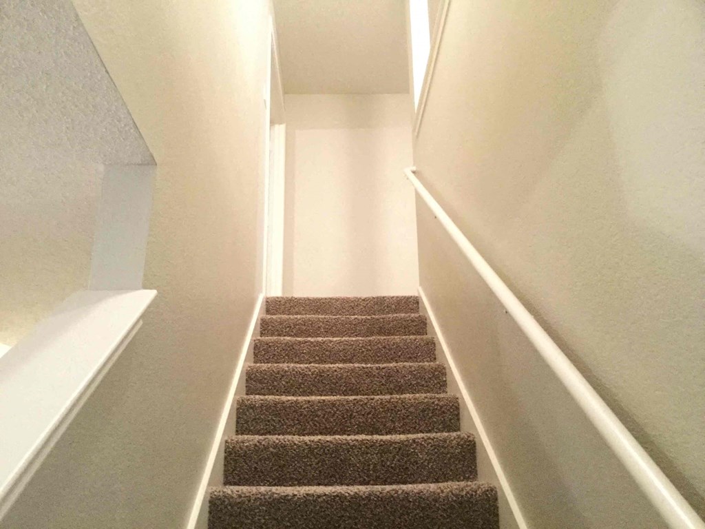stairs leading up to the loft with carpeted stairs
