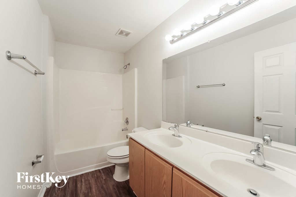 a bathroom with a sink and a toilet and a mirror