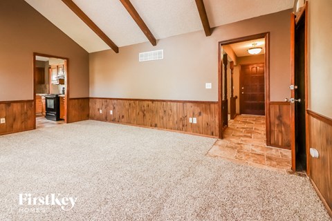 the entryway into the living room from the dining room