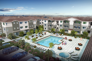Apartments for Rent Lathrop - Towne Center Sparkling Pool with a Spa, Lounge Seating, and so Many More Community Amenities to Enjoy