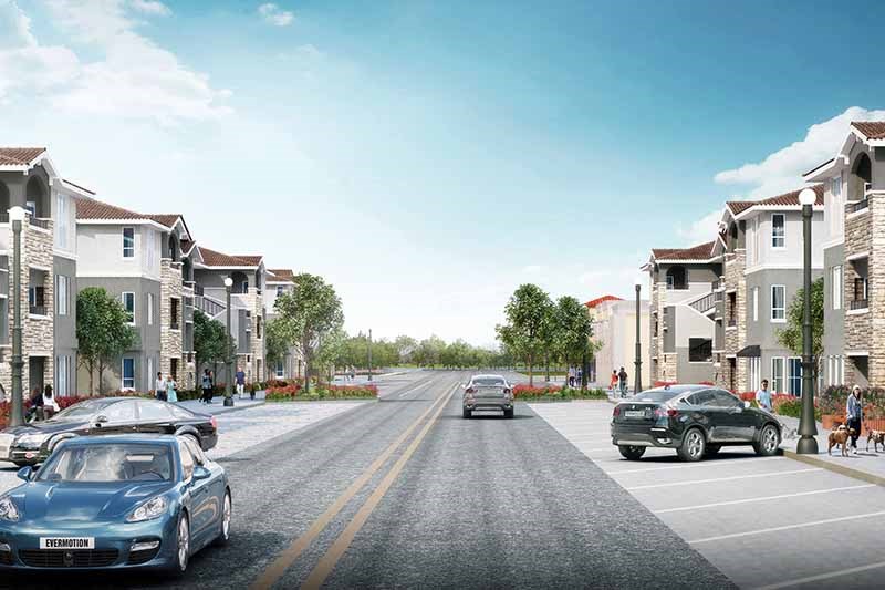 Apartments in Lathrop for Rent - Towne Center Street View with Plenty of Parking Close to Your Spacious New Home Full of Amazing Amenities