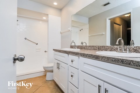 a bathroom with a sink and a toilet and a mirror