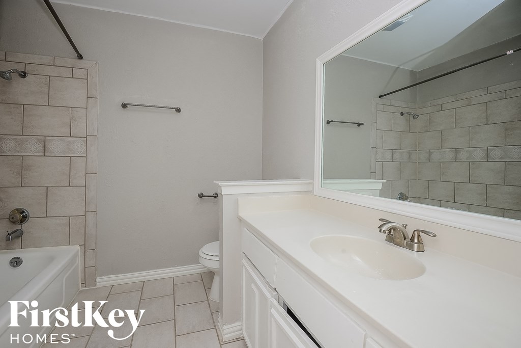 a bathroom with a sink and a toilet and a mirror