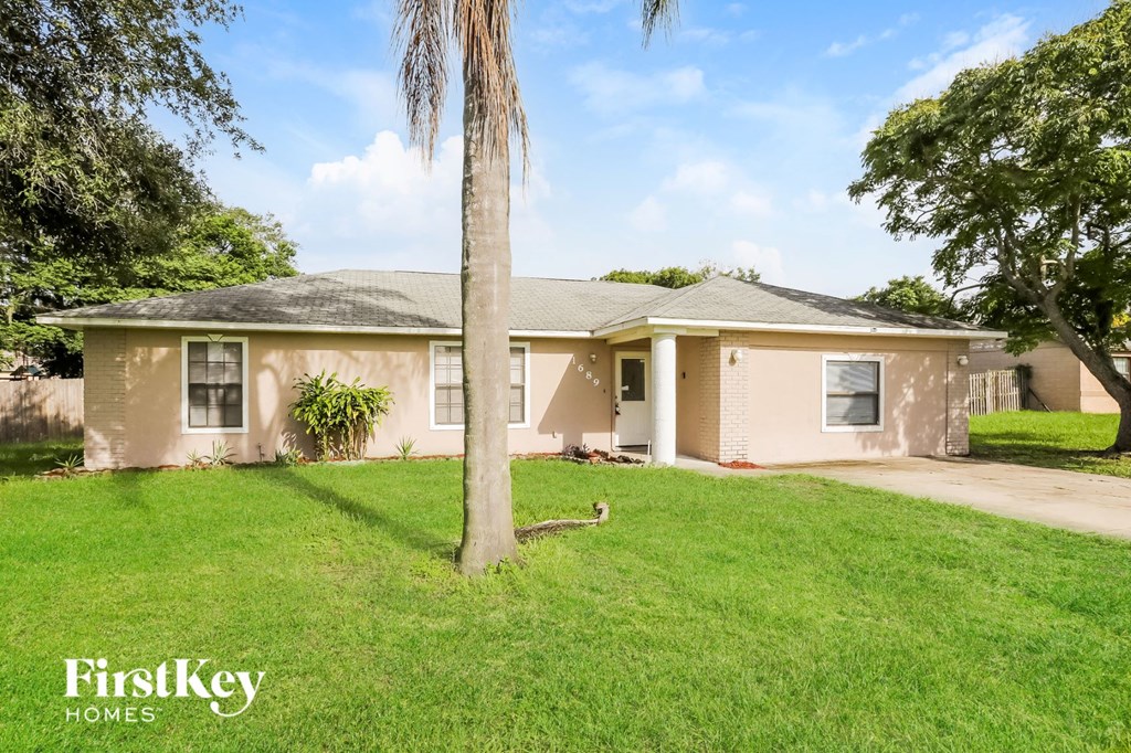 A house with a palm tree in front of it.