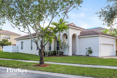 a white house with a palm tree in front of it