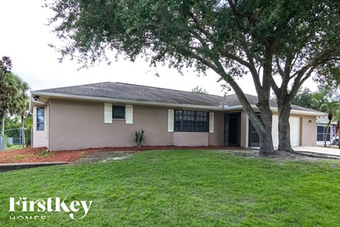 a house with a yard and a tree