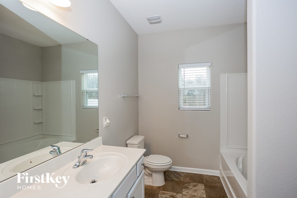 a bathroom with a sink and a toilet and a mirror