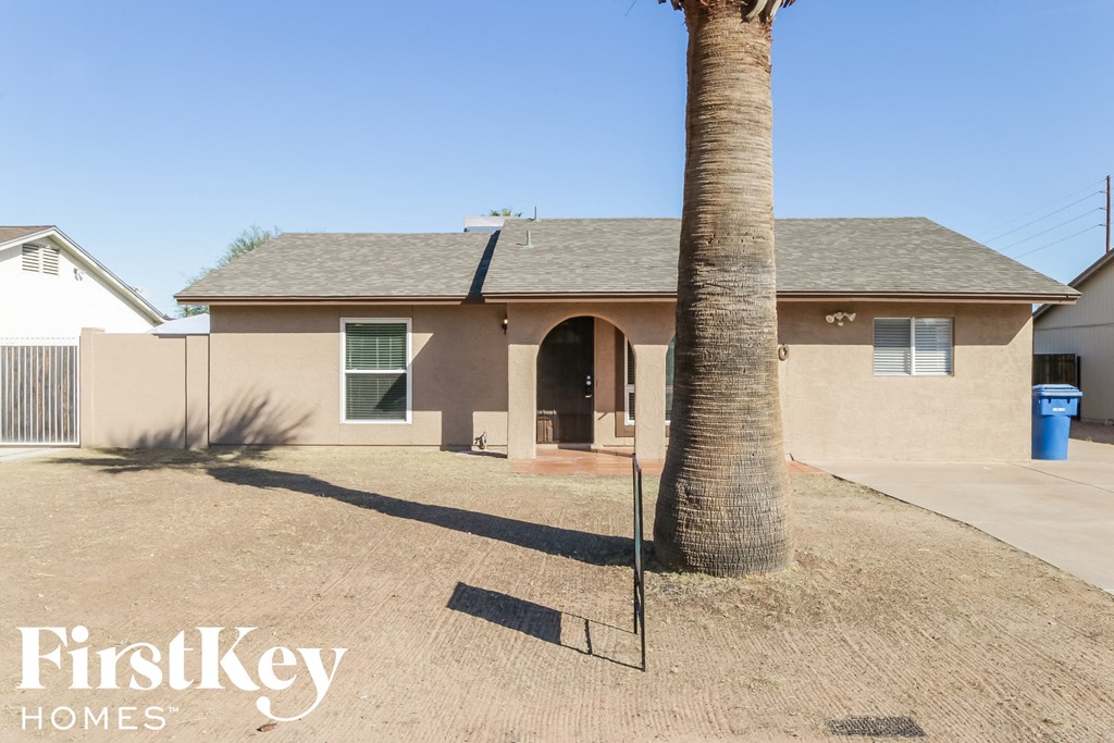 a house with a palm tree in front of it