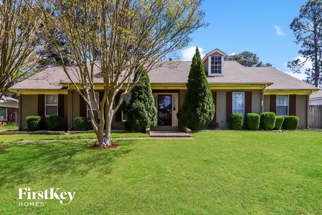 a home with a lawn and a tree in front of it