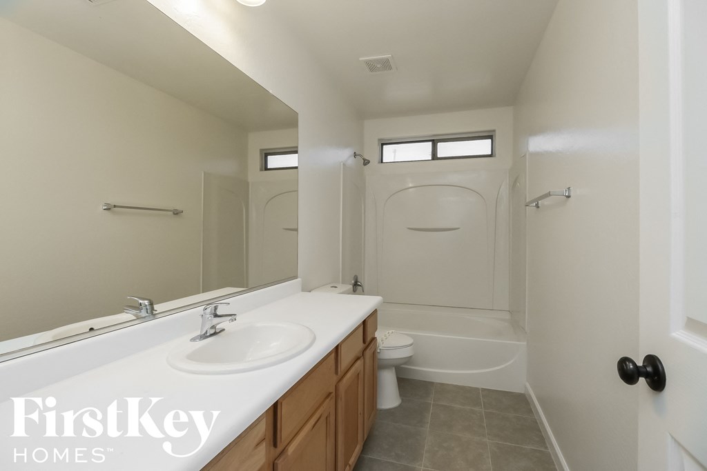 a bathroom with a sink and a toilet and a shower