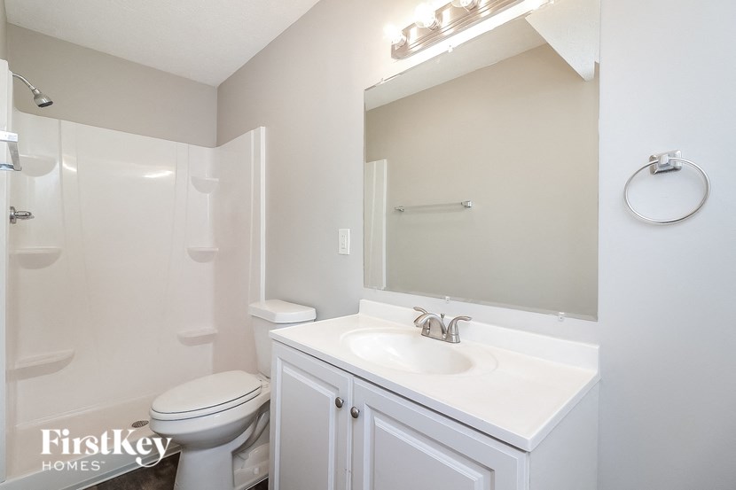 a bathroom with a sink and a toilet and a mirror