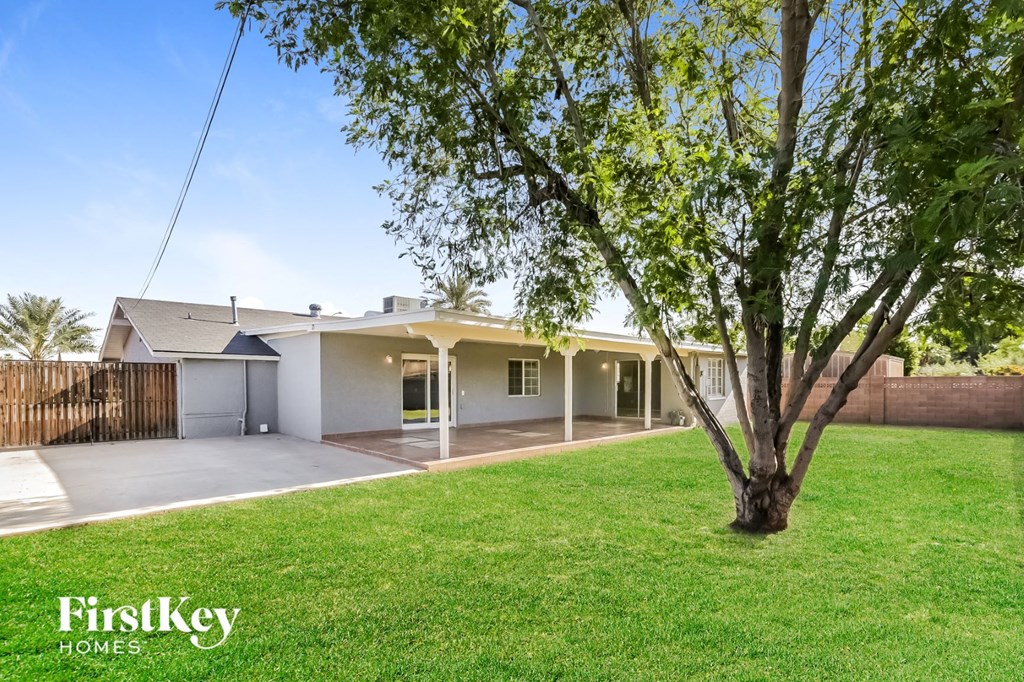 a house with a lawn and a tree in front of it