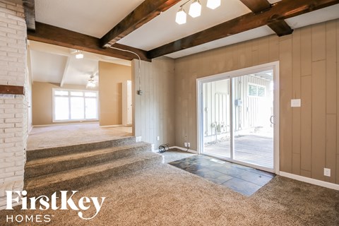 the living room and entryway to the home