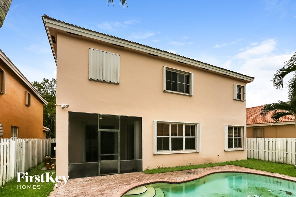 A house with a pool in the backyard.