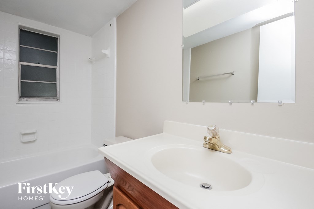 a bathroom with a sink and a mirror and a toilet