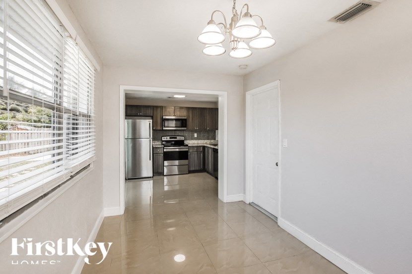 a view of the kitchen from the living room