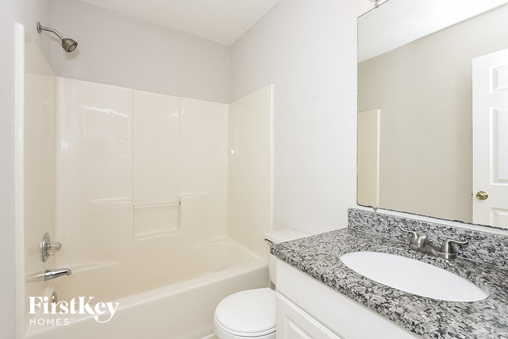 a bathroom with a sink and a toilet and a bath tub