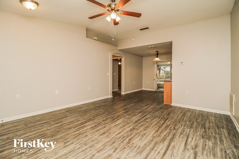 the living room is clean and ready to move in