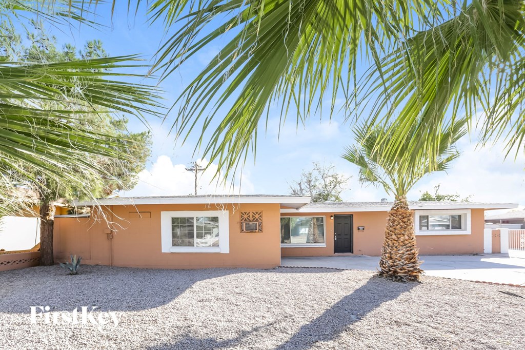 a house with a palm tree in front of it