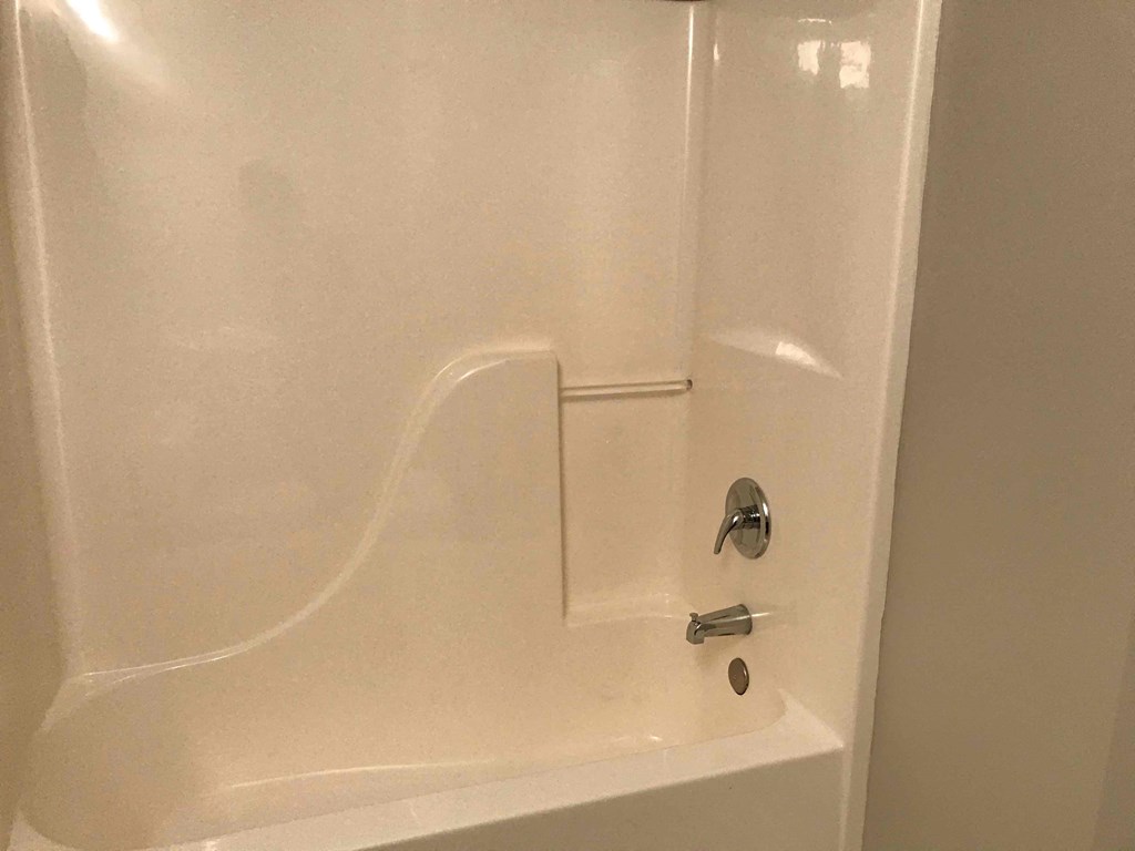 a white bath tub with a faucet in a bathroom