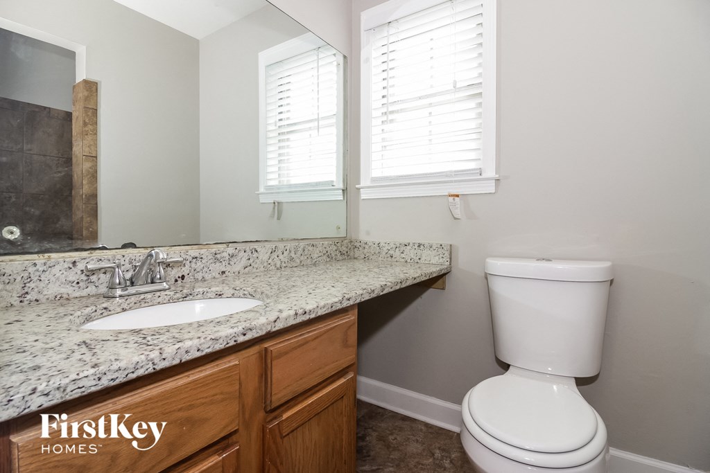 a bathroom with a toilet and a sink and a mirror