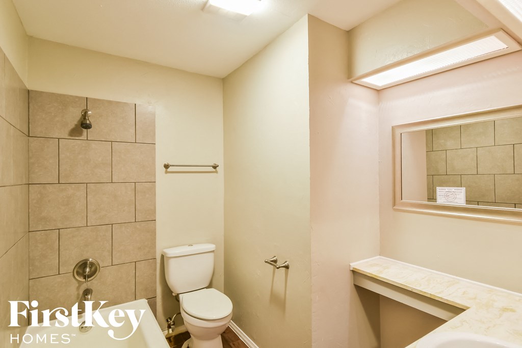 a bathroom with a toilet and a sink and a mirror