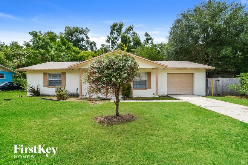 A house with a tree in the front yard.