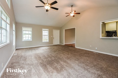 the spacious living room is clean and ready to use