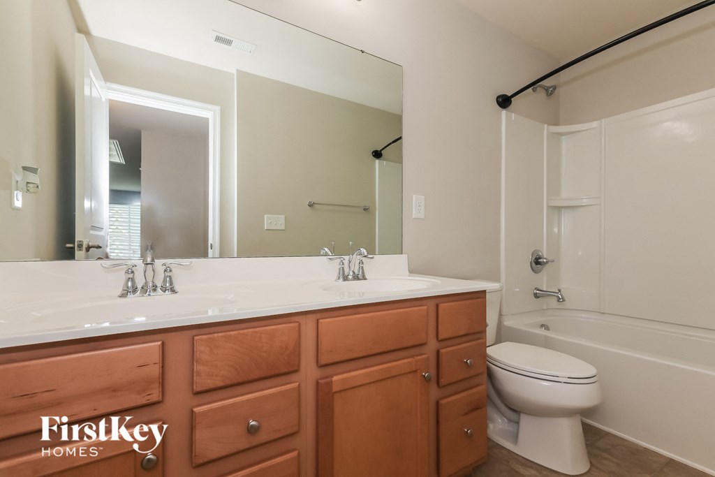 a bathroom with a sink and a toilet and a mirror