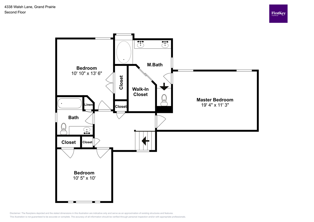 A floor plan of a two bedroom apartment with a second bath.
